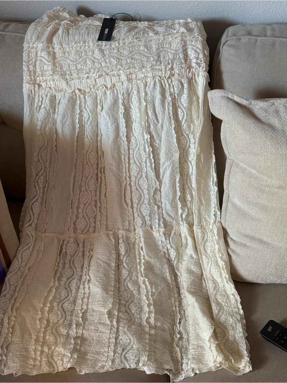 Fashion Nova Cream Lace Maxi Skirt